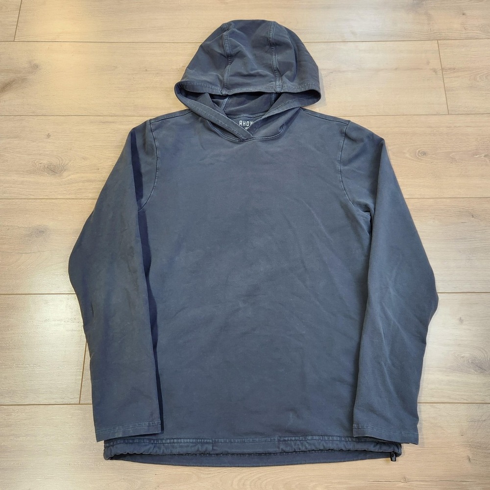 Rhone Hoodie Shirt Mens Medium Gray Jersey Pullover Lightweight Solid Top Casual